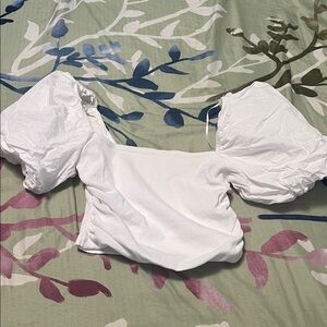 Zara balloon sleeve cropped top short sleeve new